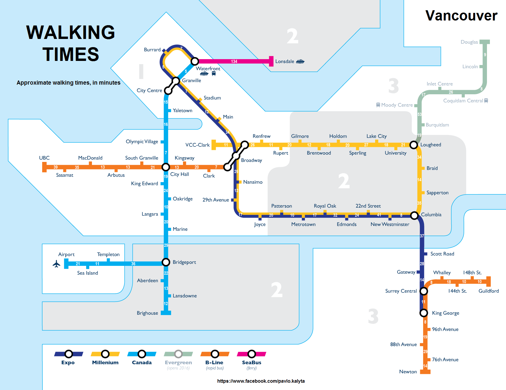 نقشه مترو ونکوور بزرگ